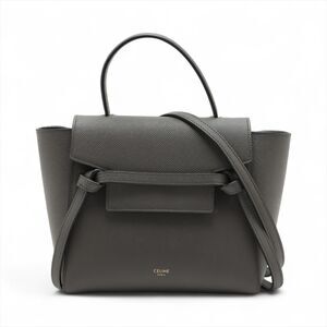 Celine Belt Bag Leather 2WAY Handbag Leather Handbag Gray